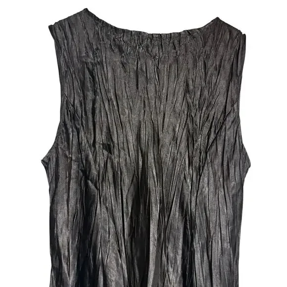 Komarov Black Crinkled Sleeveless Knee Length Fit & Flare Cocktail Dress Large - Picture 7 of 11